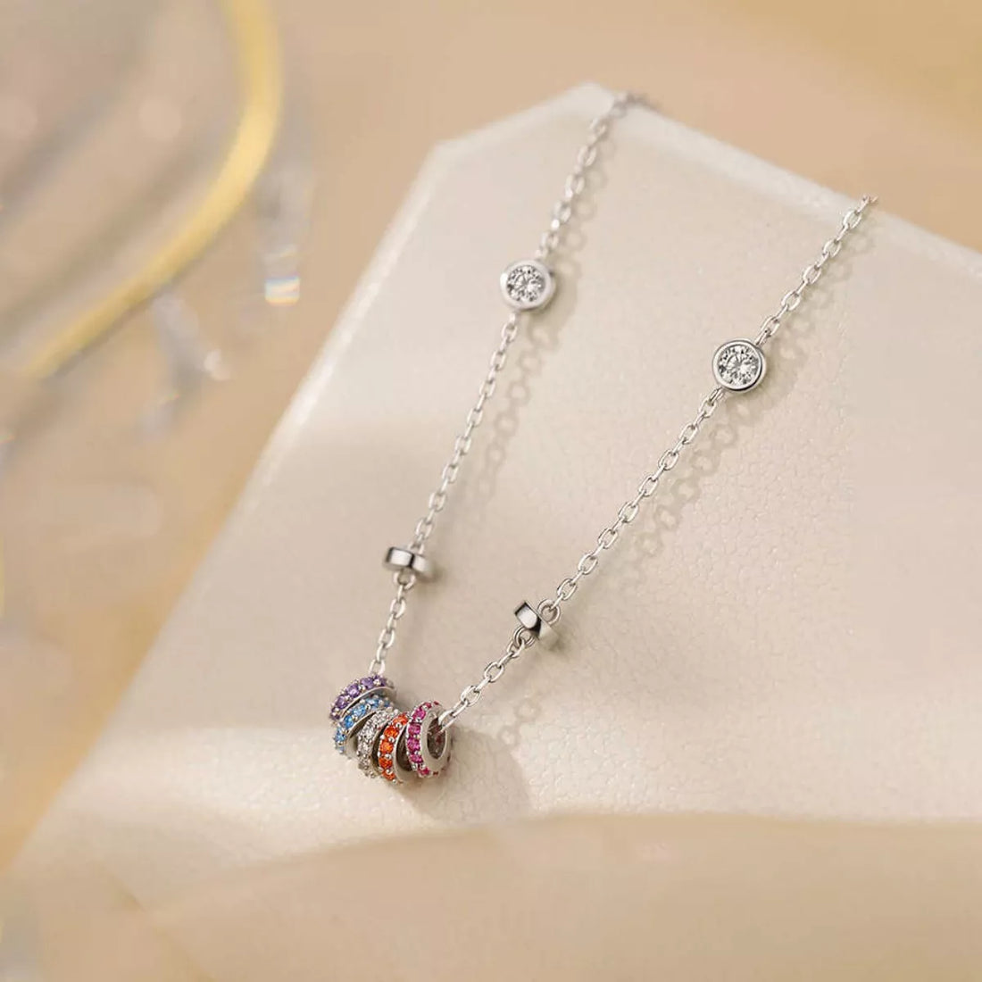 925 Sterling Silver Zircon Pendant Necklace - cas7m