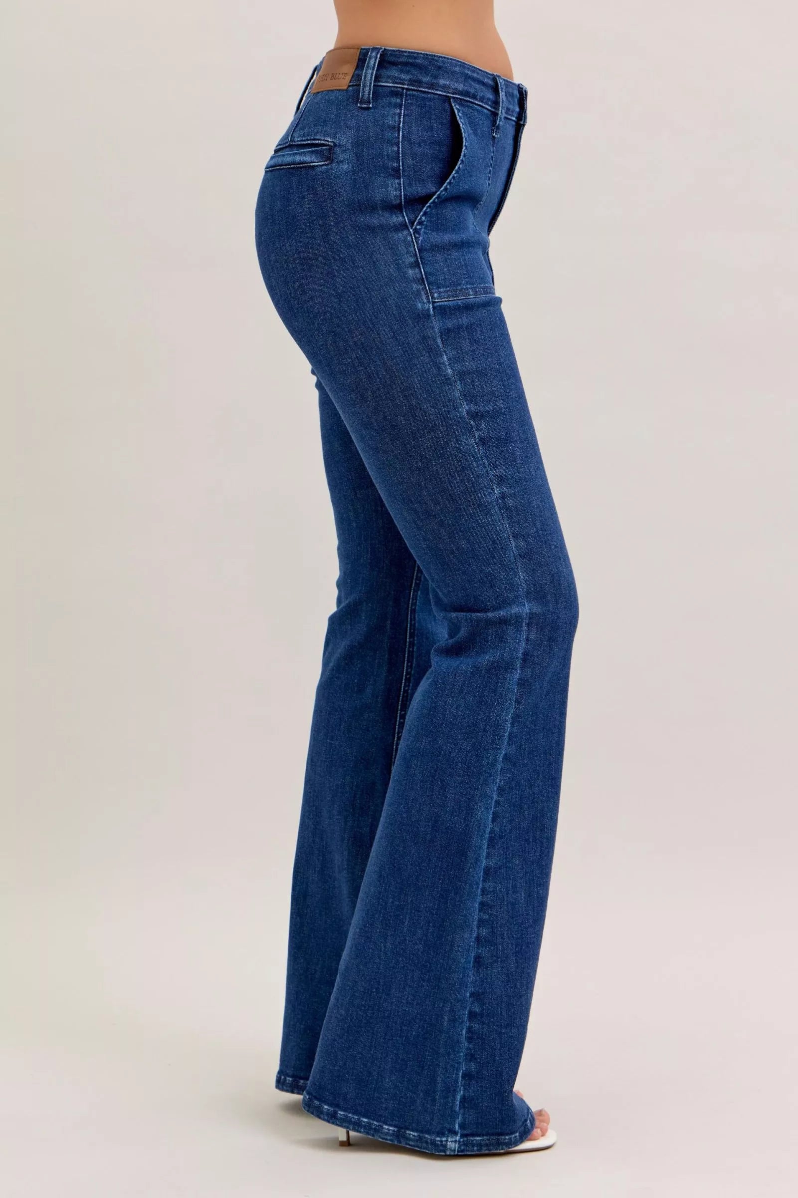 Judy Blue High Waist Flare Jeans with Front Patch Pockets - cas7m