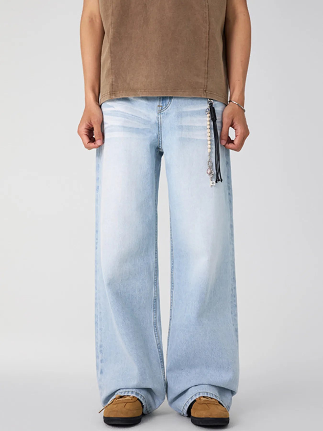 Men's Wash Wide Leg Jeans - cas7m