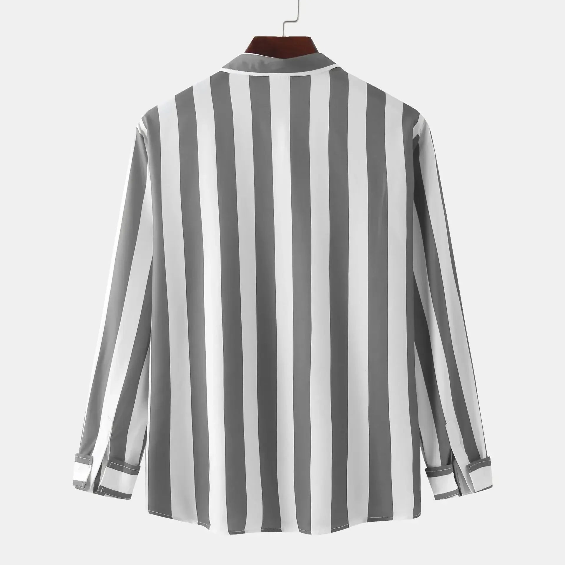 Men's Striped Button-Down Long Sleeve Shirt - cas7m
