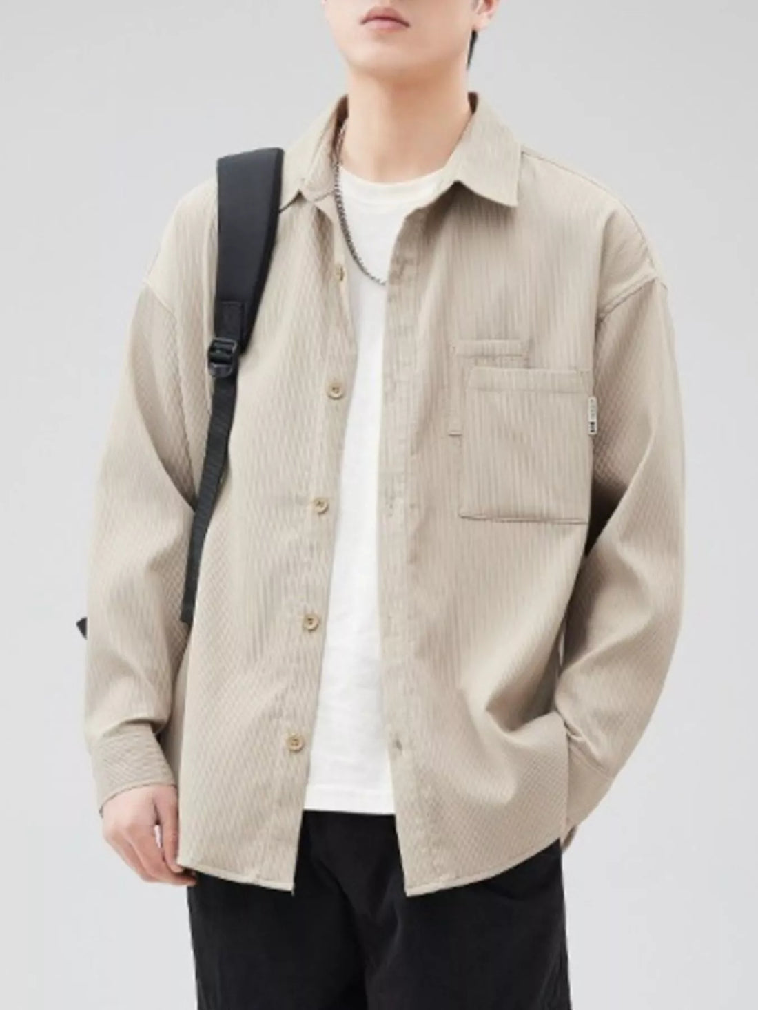 Men's Plus Size Button Down Long Sleeve Shirt - cas7m