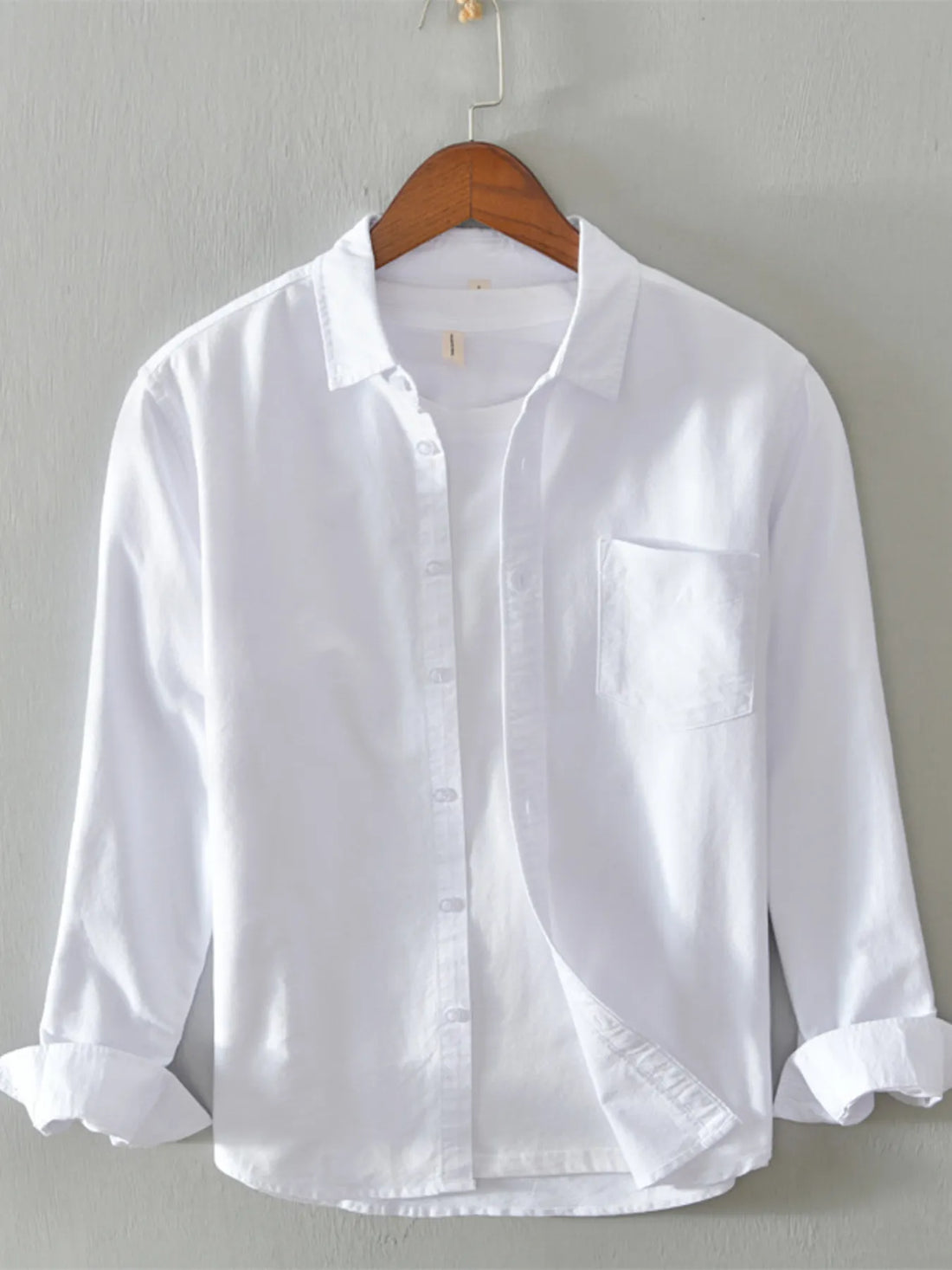Men's Plus Size Button Up Long Sleeve Shirt - cas7m
