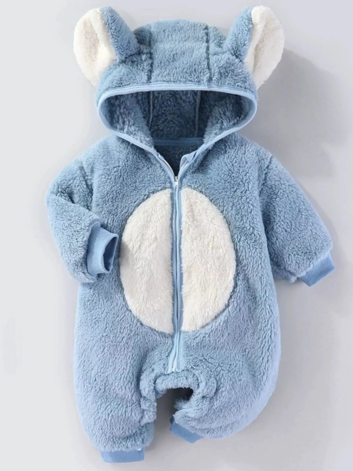 Children's Animal Plush Hooded One-Piece Jumpsuit - cas7m