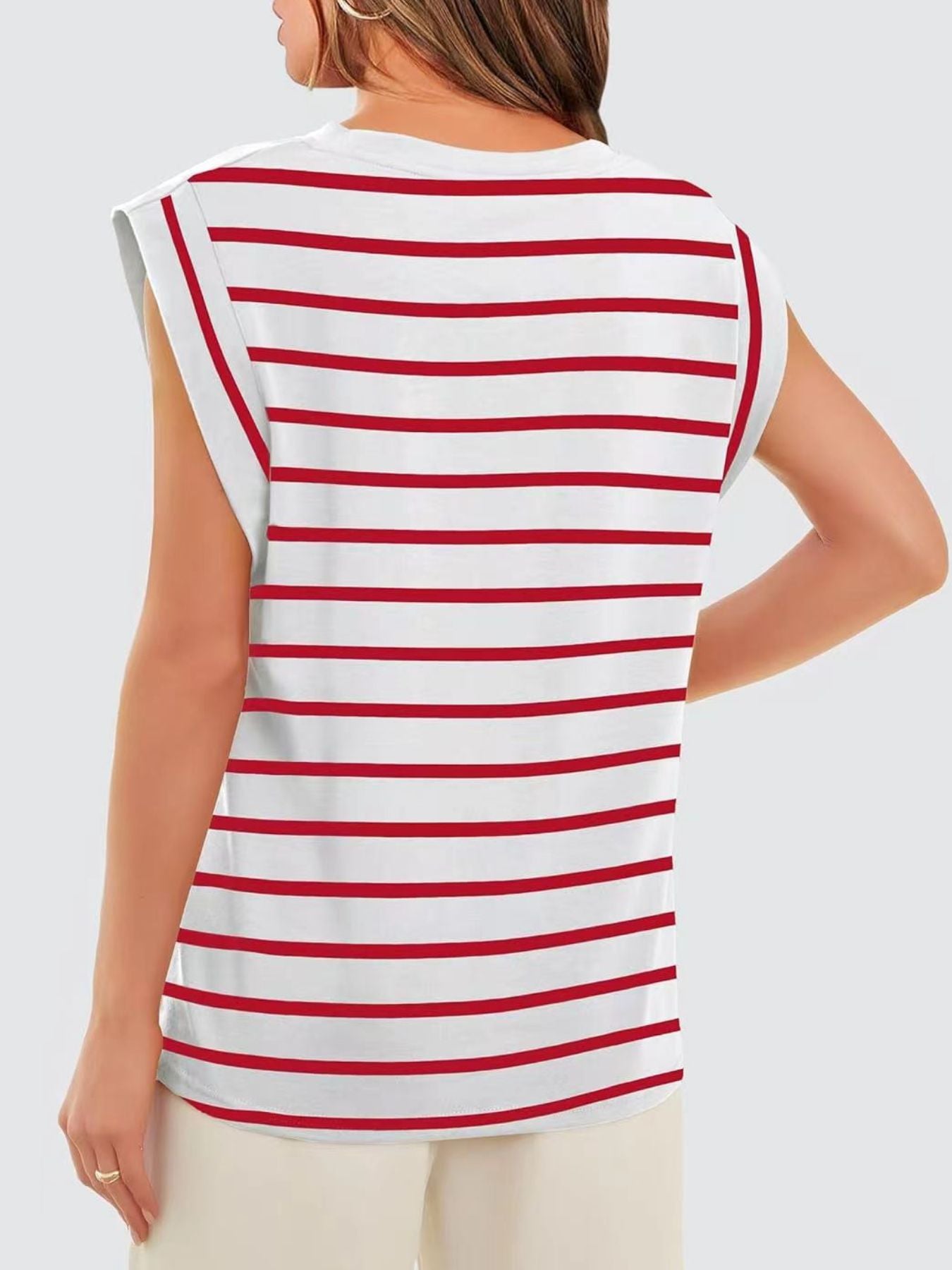 Striped Round Neck Tank - cas7m