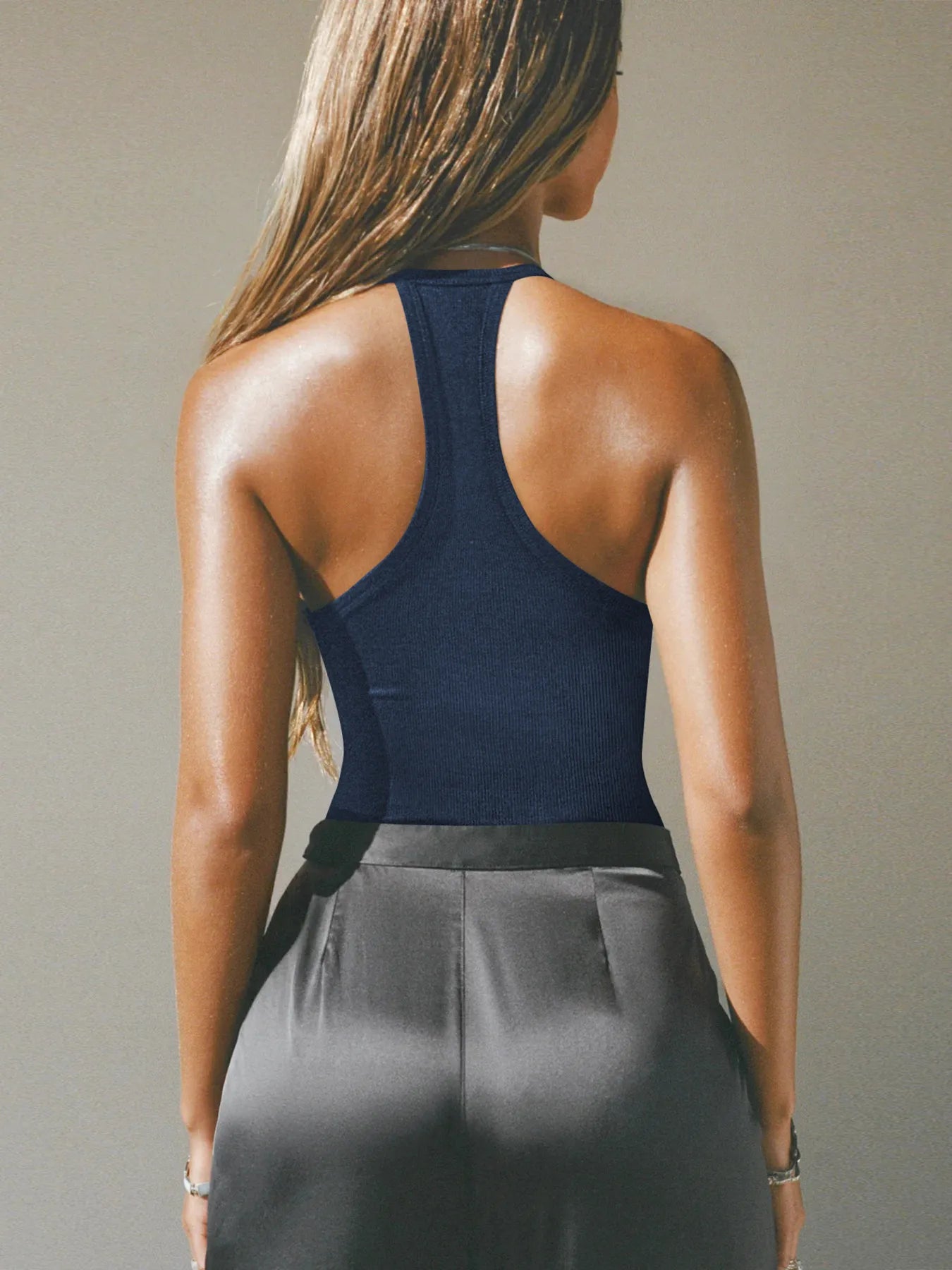 Cutout Ribbed Tank Top - cas7m