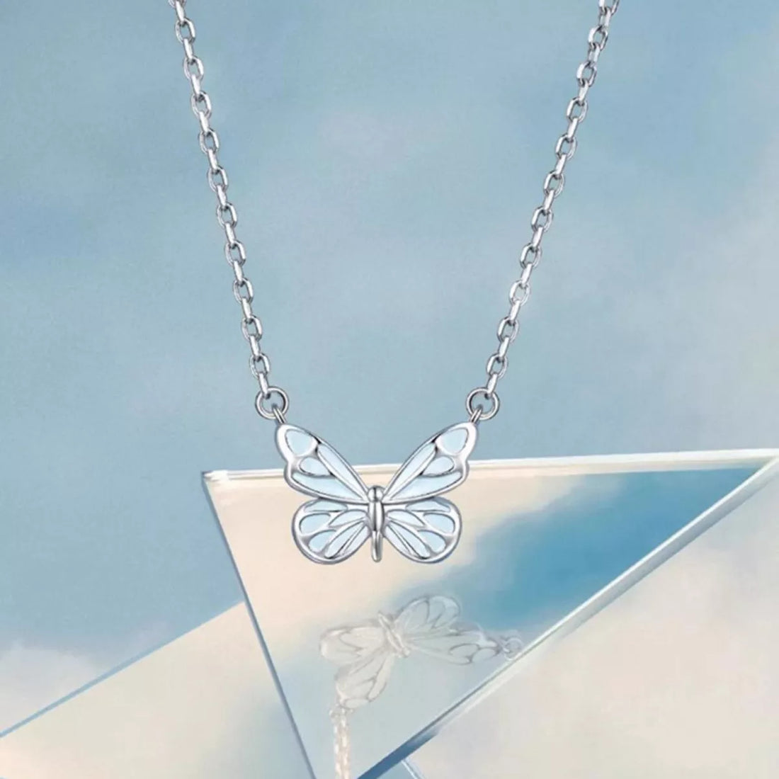 925 Sterling Silver Butterfly Necklace - cas7m