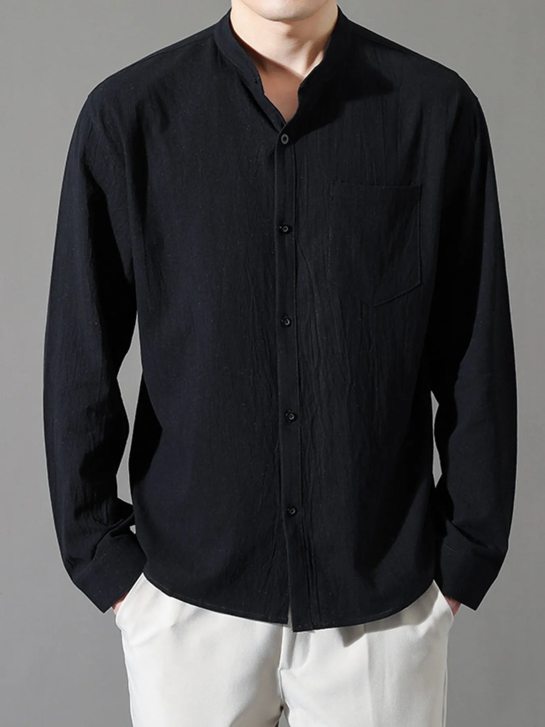 Men's Plus Size Button Up Long Sleeve Shirt - cas7m