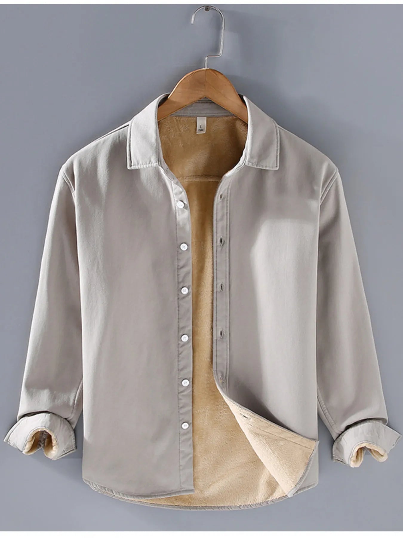 Men's Plus Size Button Up Long Sleeve Shirt - cas7m
