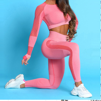 Yoga Outfit Set with Seamless Butt-Lifting Leggings - cas7m