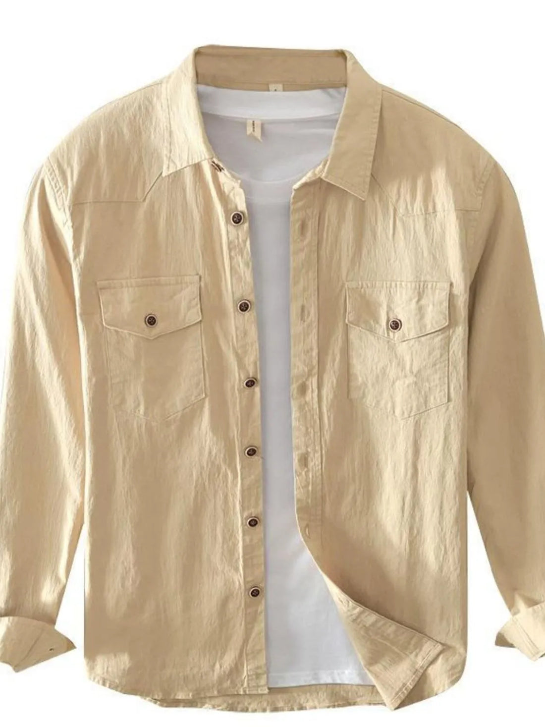 Men's Plus Size Button Up Long Sleeve Shirt - cas7m