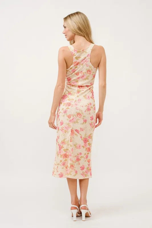 And The Why Floral Fishnet Bodycon Midi Dress - cas7m