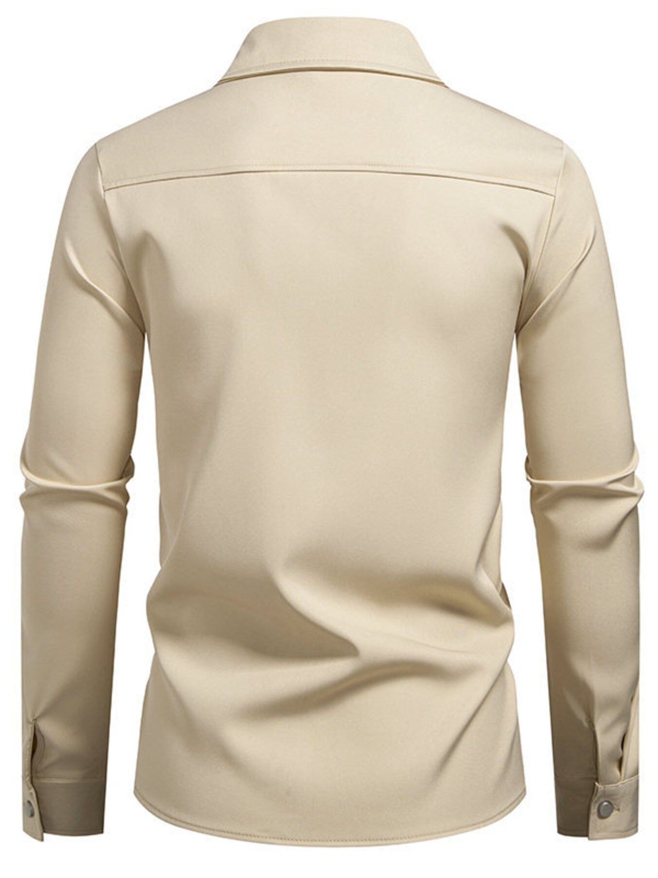 Men's Asymmetrical Button-Down Long Sleeve Shirt - cas7m