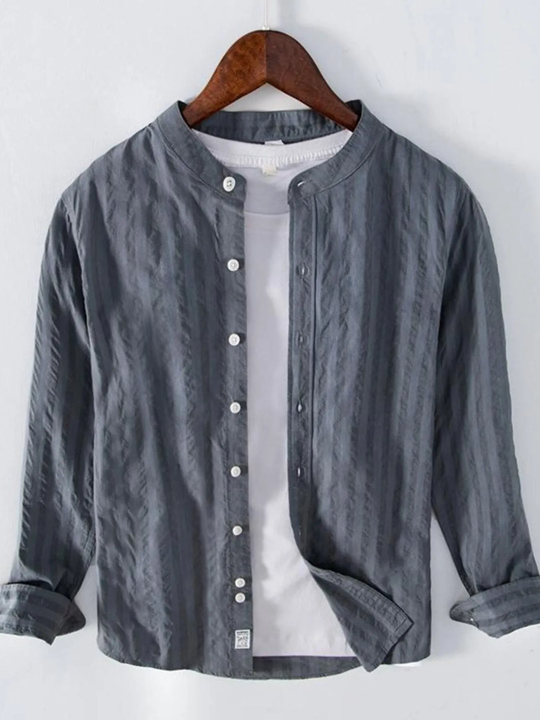 Men's Plus Size Button Up Long Sleeve Shirt - cas7m