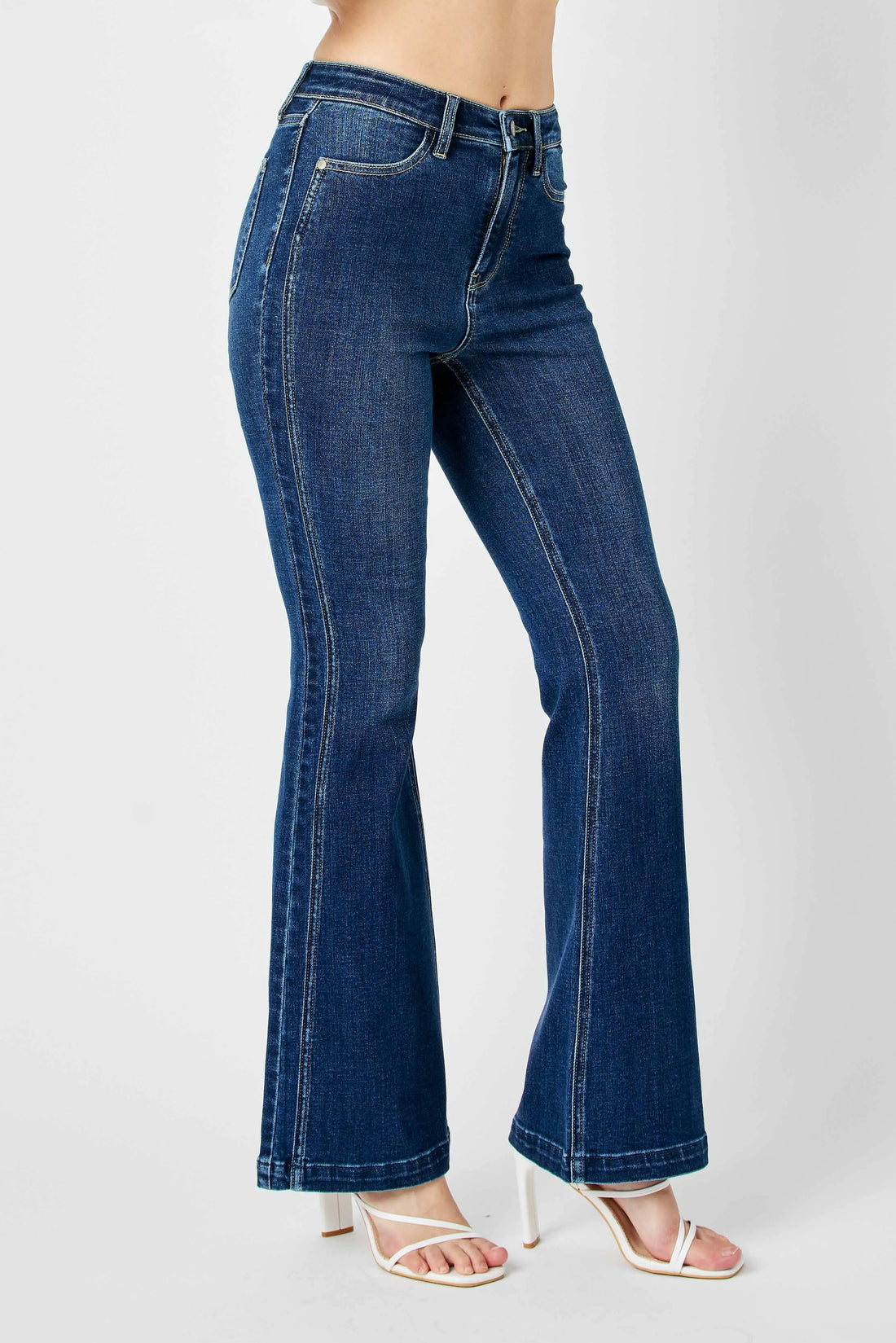 Judy Blue Full Size Hw Angled Side Seam Detail Flare Jeans Plus Size - cas7m