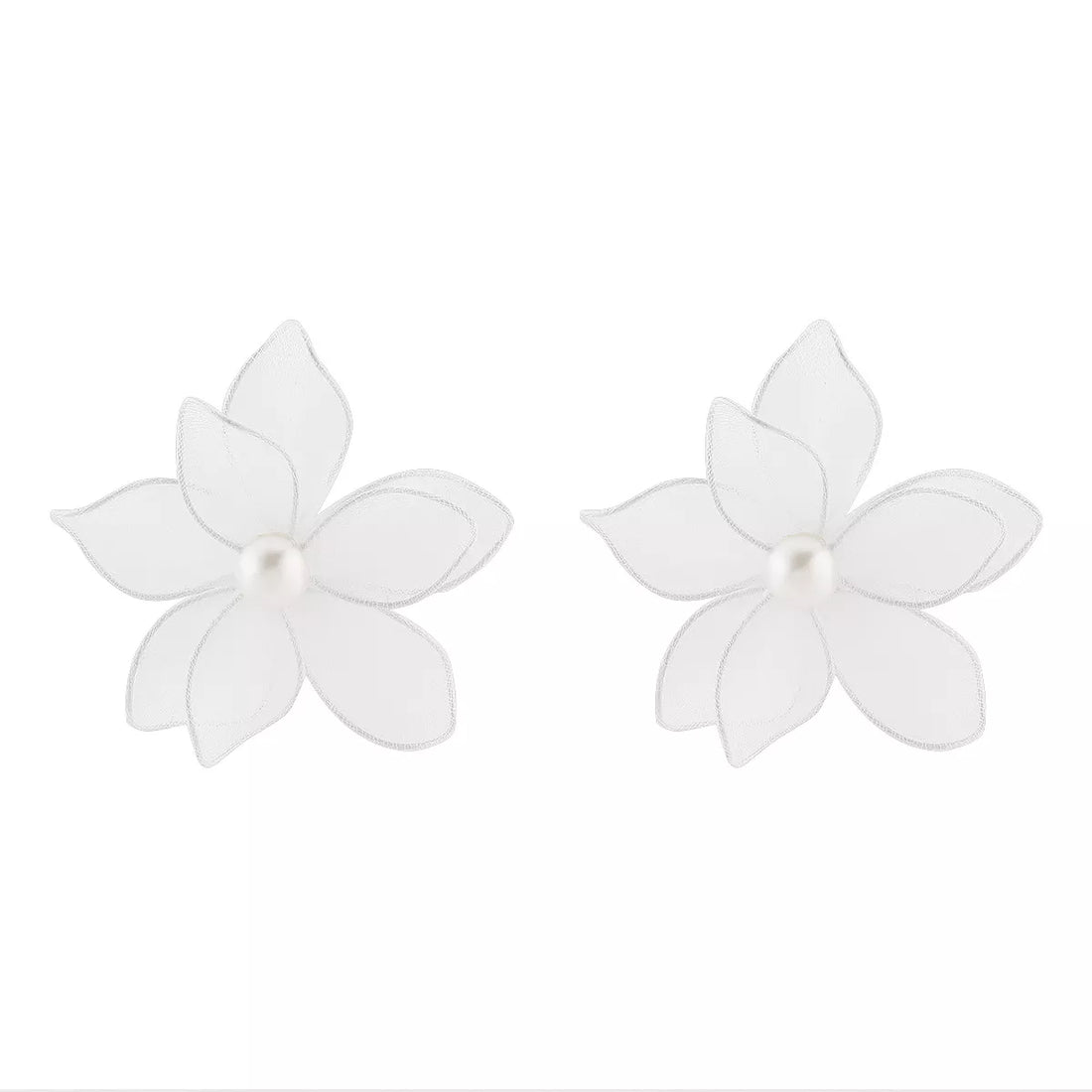 Flower Pearl Stud Earrings - cas7m