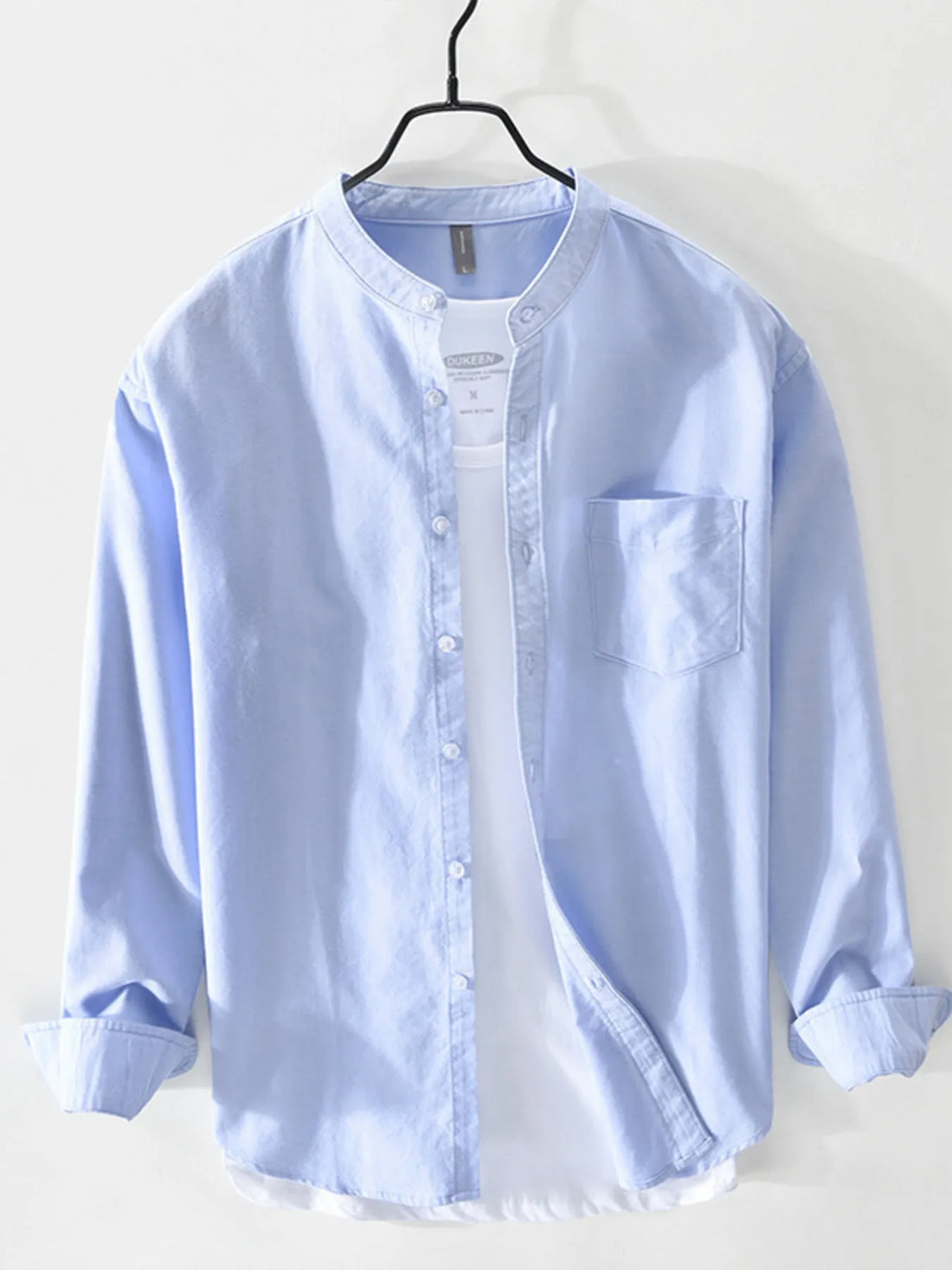 Men's Plus Size Button Up Long Sleeve Shirt - cas7m