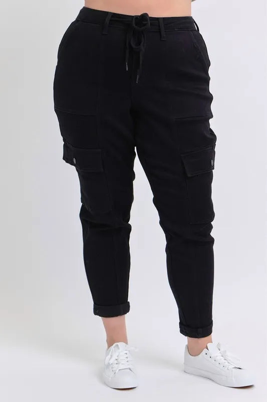 Judy Blue Full Size High Waist Cargo Cuffed Jogger Plus Size - cas7m