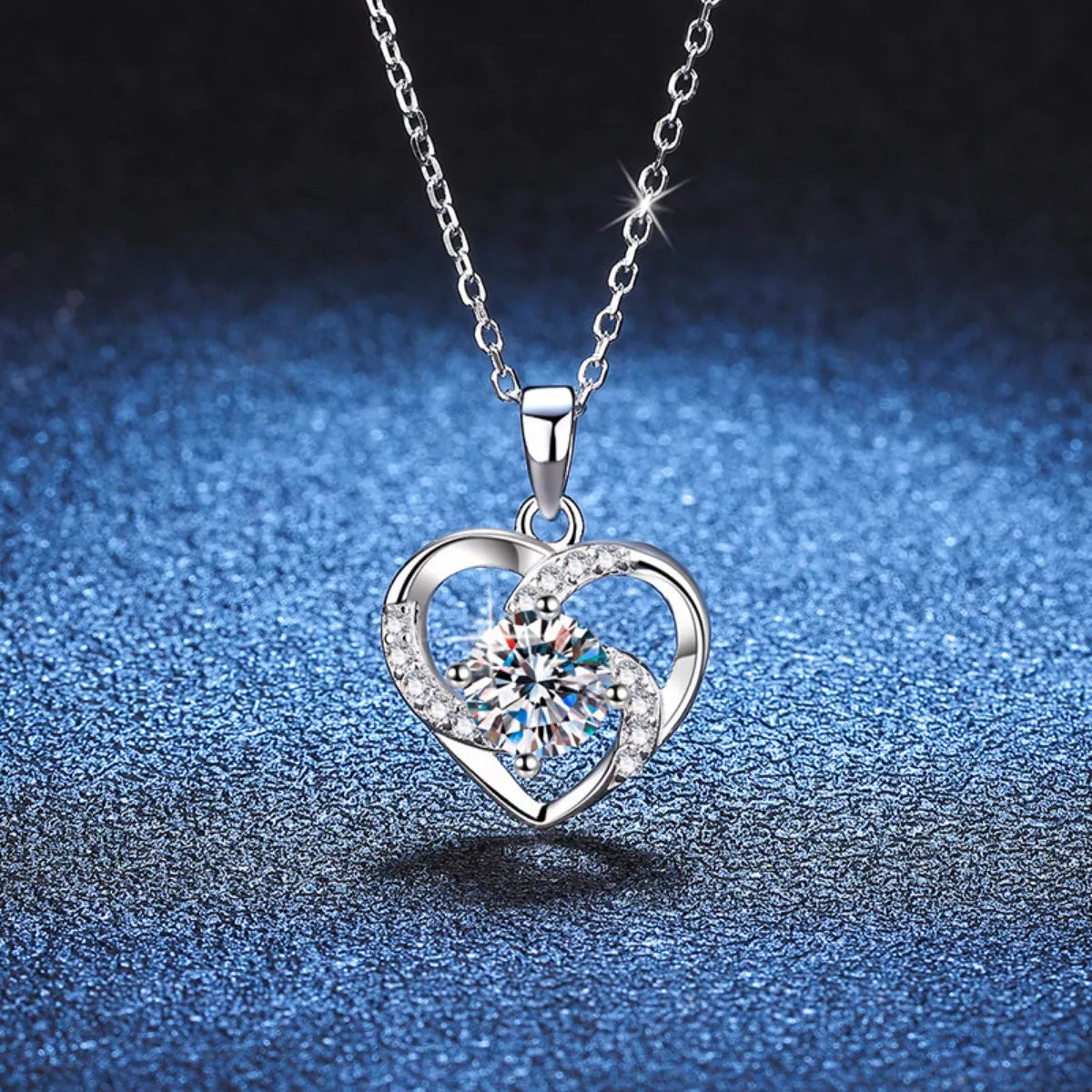 925 Sterling Silver Zircon Heart Necklace - cas7m