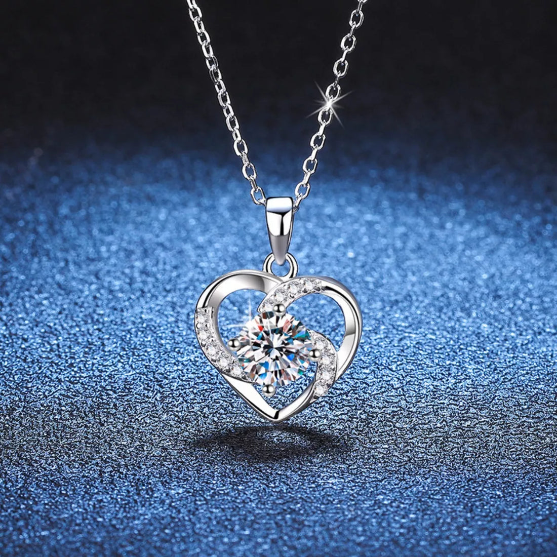 925 Sterling Silver Zircon Heart Necklace - cas7m