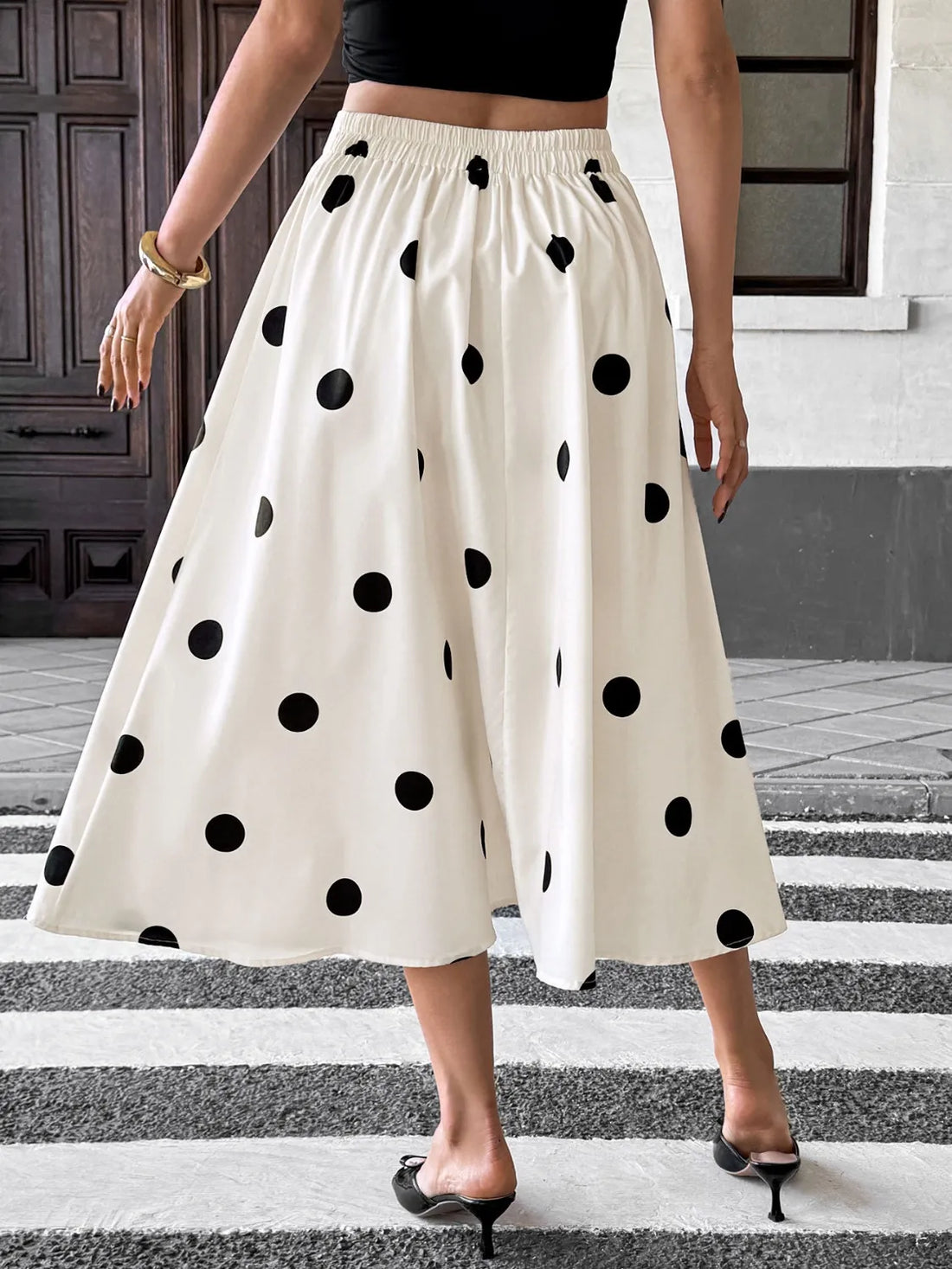 Buttoned Polyester Dress - Chic & Comfortable Women's Style - cas7m