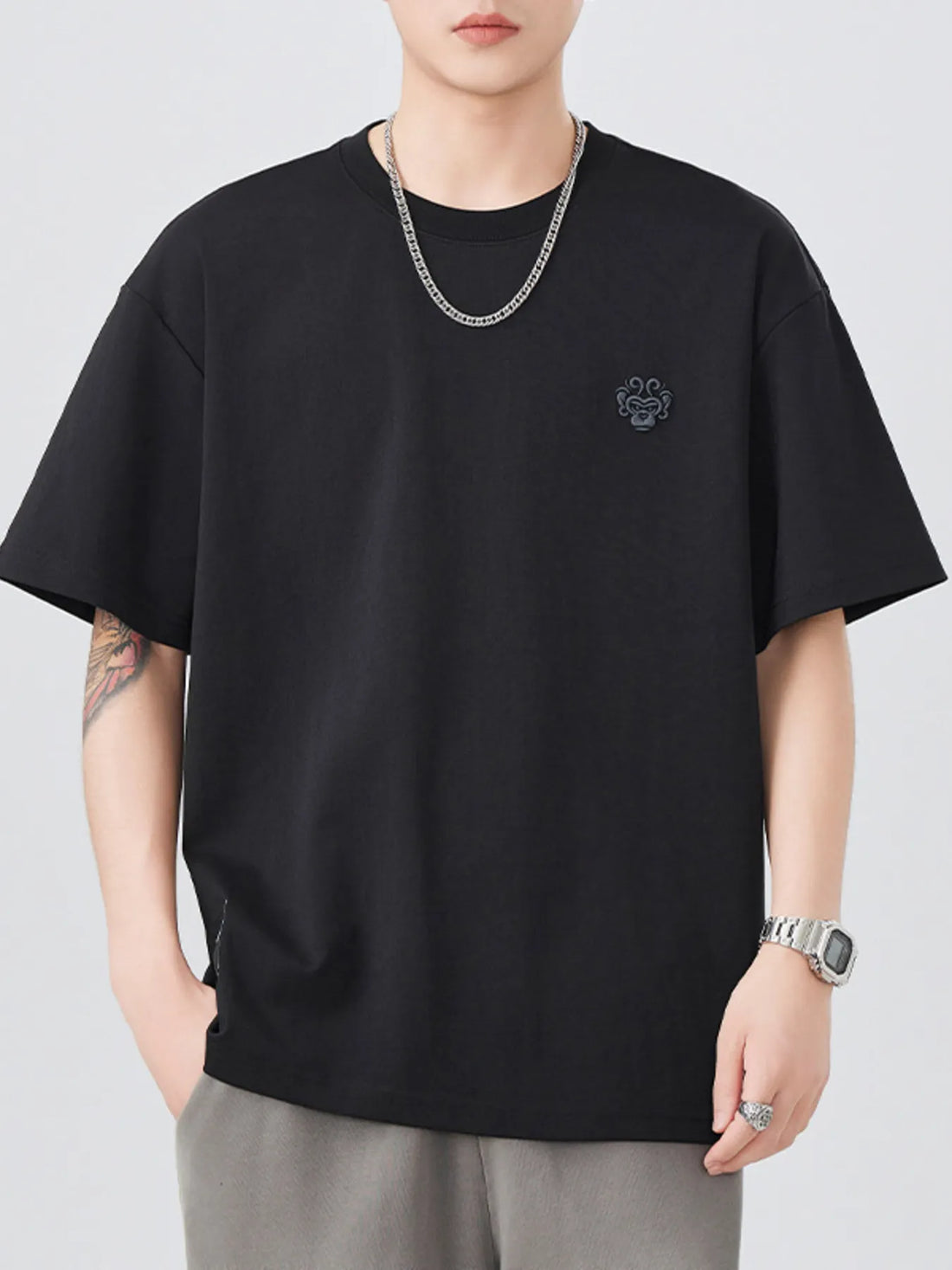 Men's Plus Size Round Neck Short Sleeve T-Shirt - cas7m