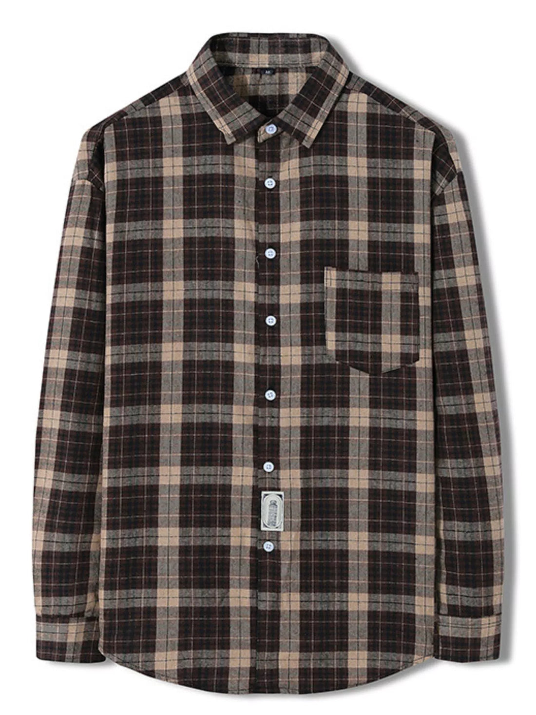 Men's Plus Size Classic Plaid Long Sleeve Shirt - cas7m