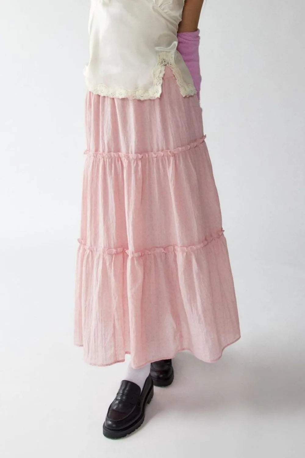 Frill Elastic Waist Skirt - cas7m