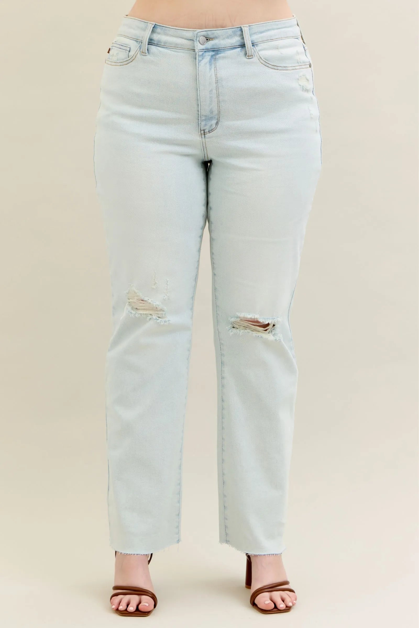 Judy Blue Full Size Destroy & Fray Hem Bootcut Jeans Plus Size - cas7m