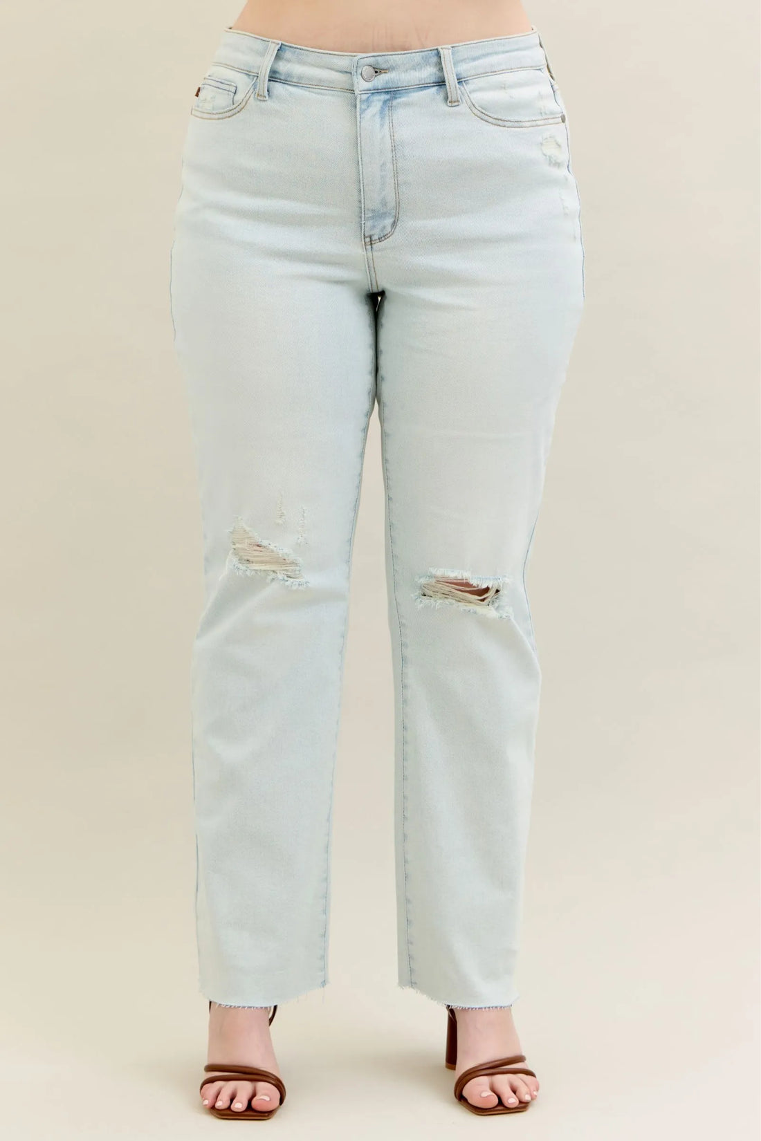 Judy Blue Full Size Destroy & Fray Hem Bootcut Jeans Plus Size - cas7m