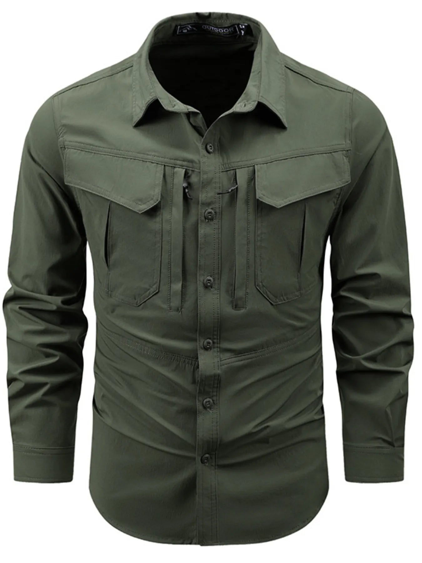 Men's Plus Size Button Up Long Sleeve Shirt - cas7m