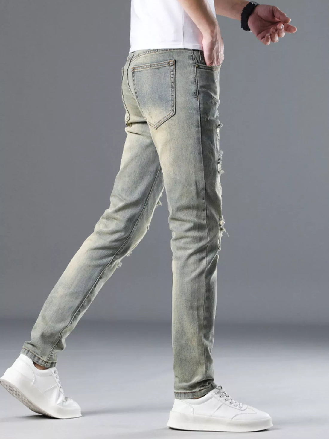 Men's Distressed Slim Fit Jeans - cas7m