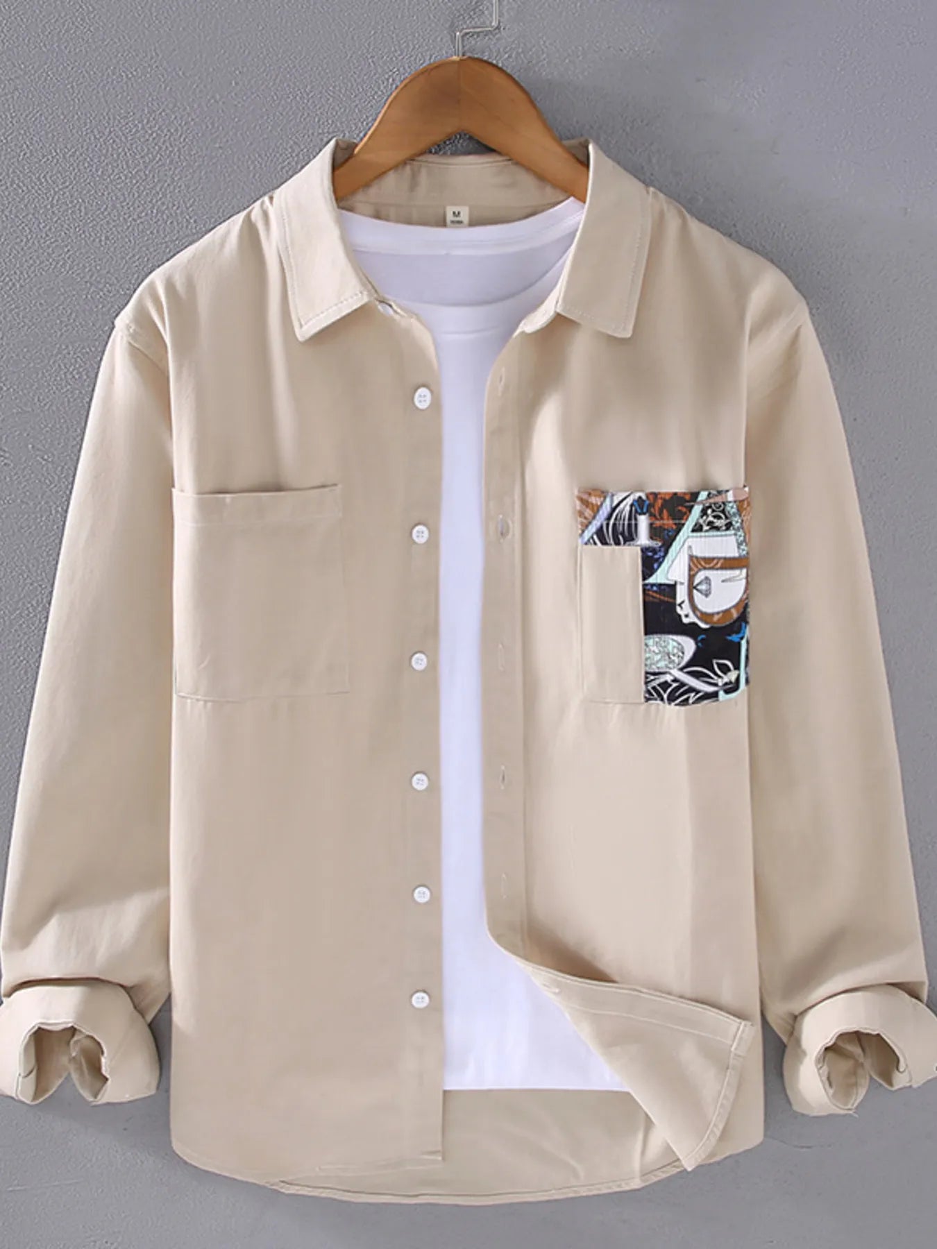Men's Plus Size Button Up Long Sleeve Shirt - cas7m