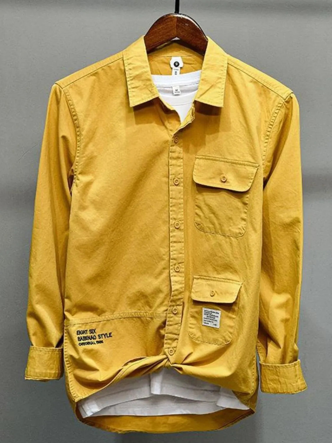 Men's Plus Size Button Up Long Sleeve Shirt - cas7m