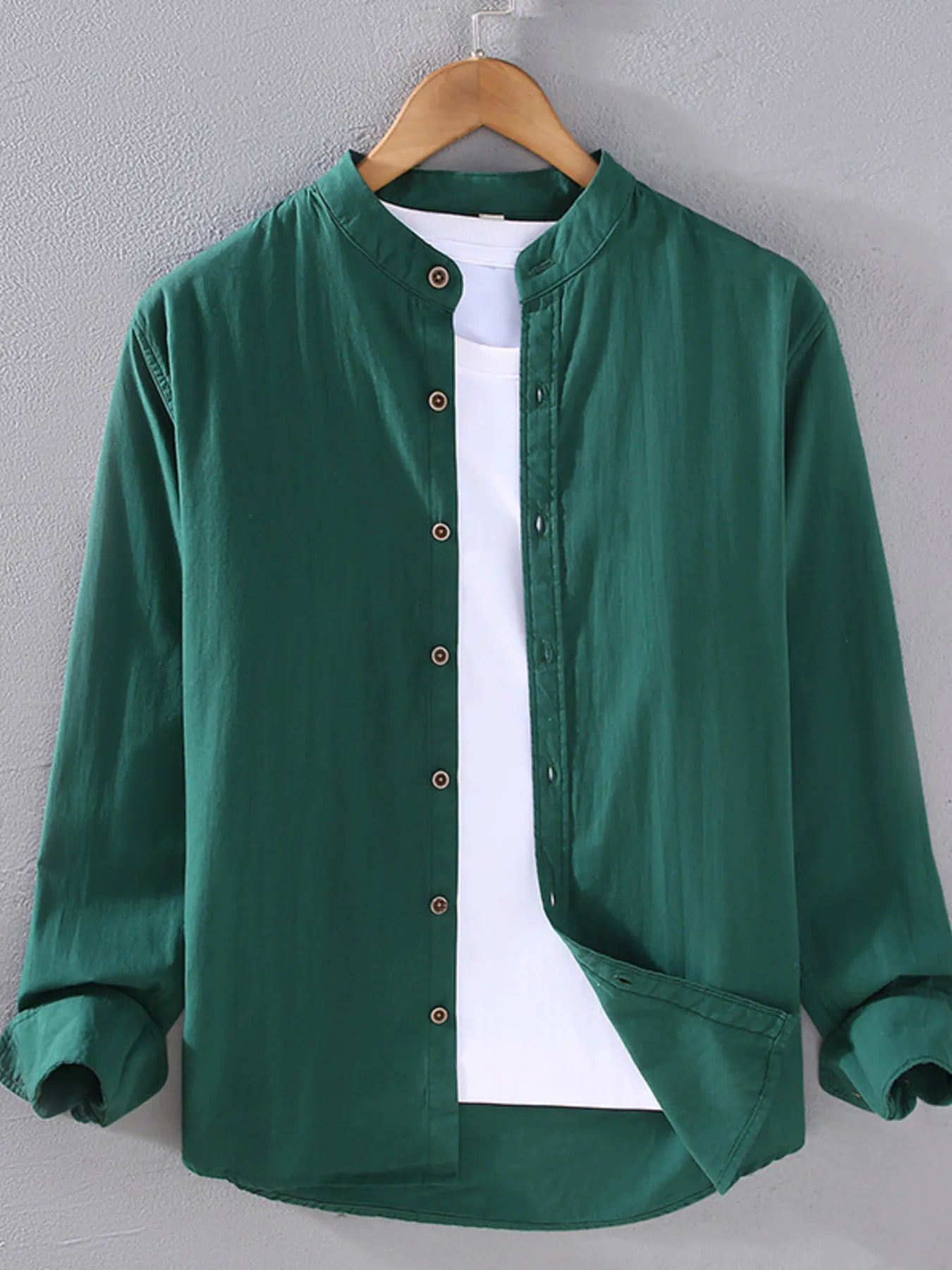 Men's Plus Size Button Up Long Sleeve Shirt - cas7m