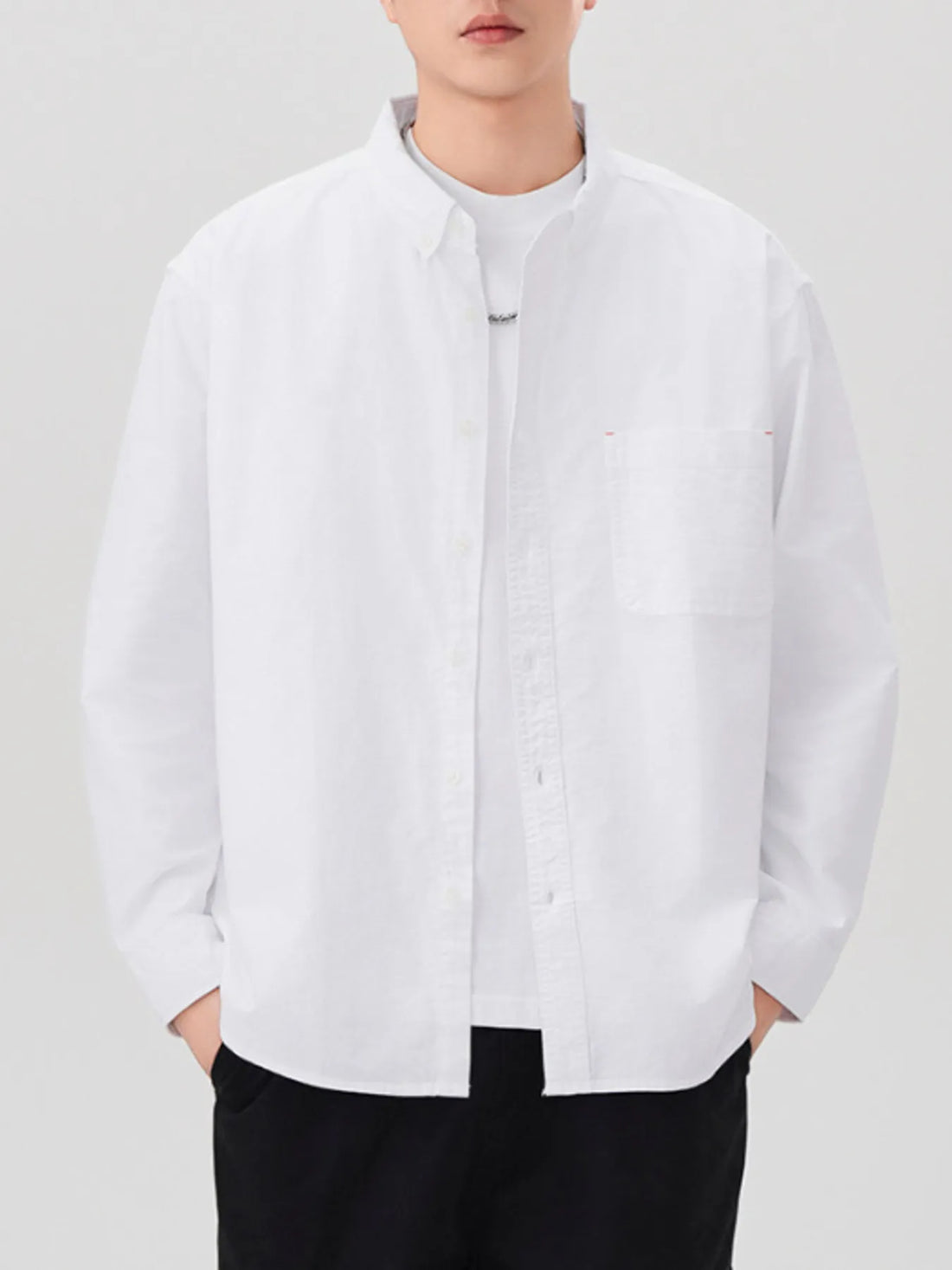 Men's Plus Size Button Up Long Sleeve Shirt - cas7m