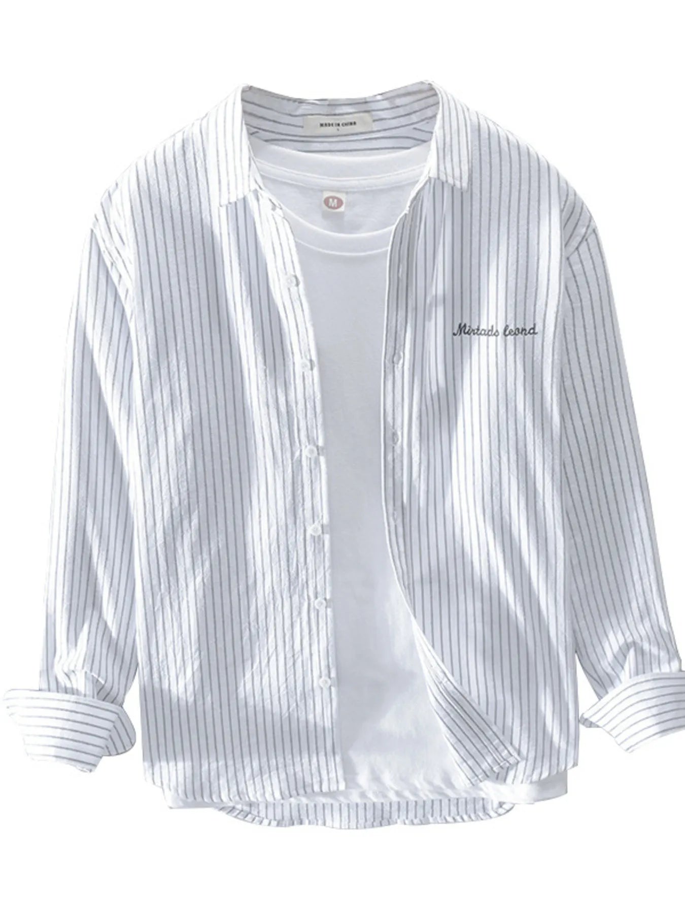 Men's Plus Size Button Up Long Sleeve Shirt - cas7m