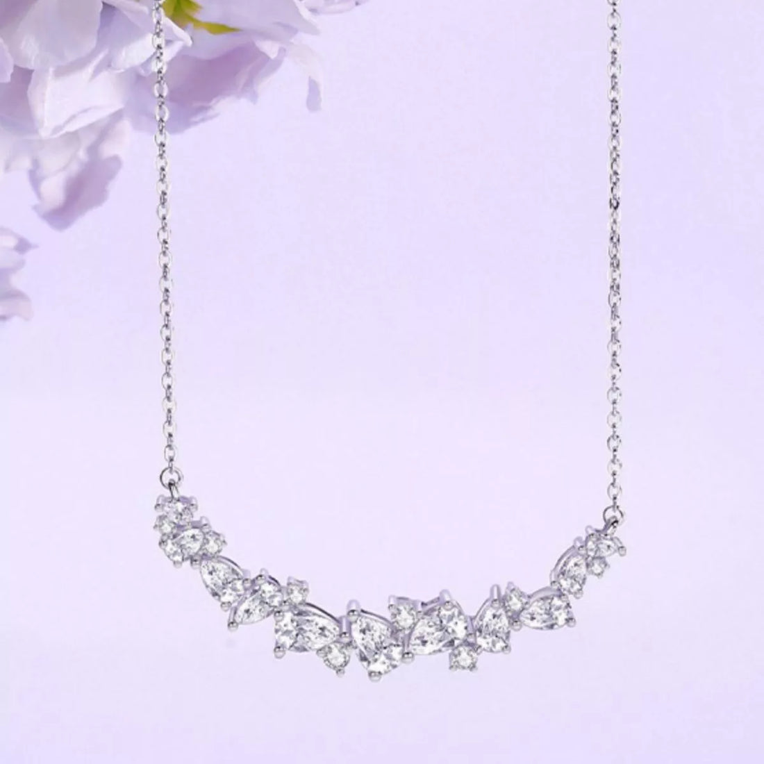 925 Sterling Silver Zircon Necklace - cas7m