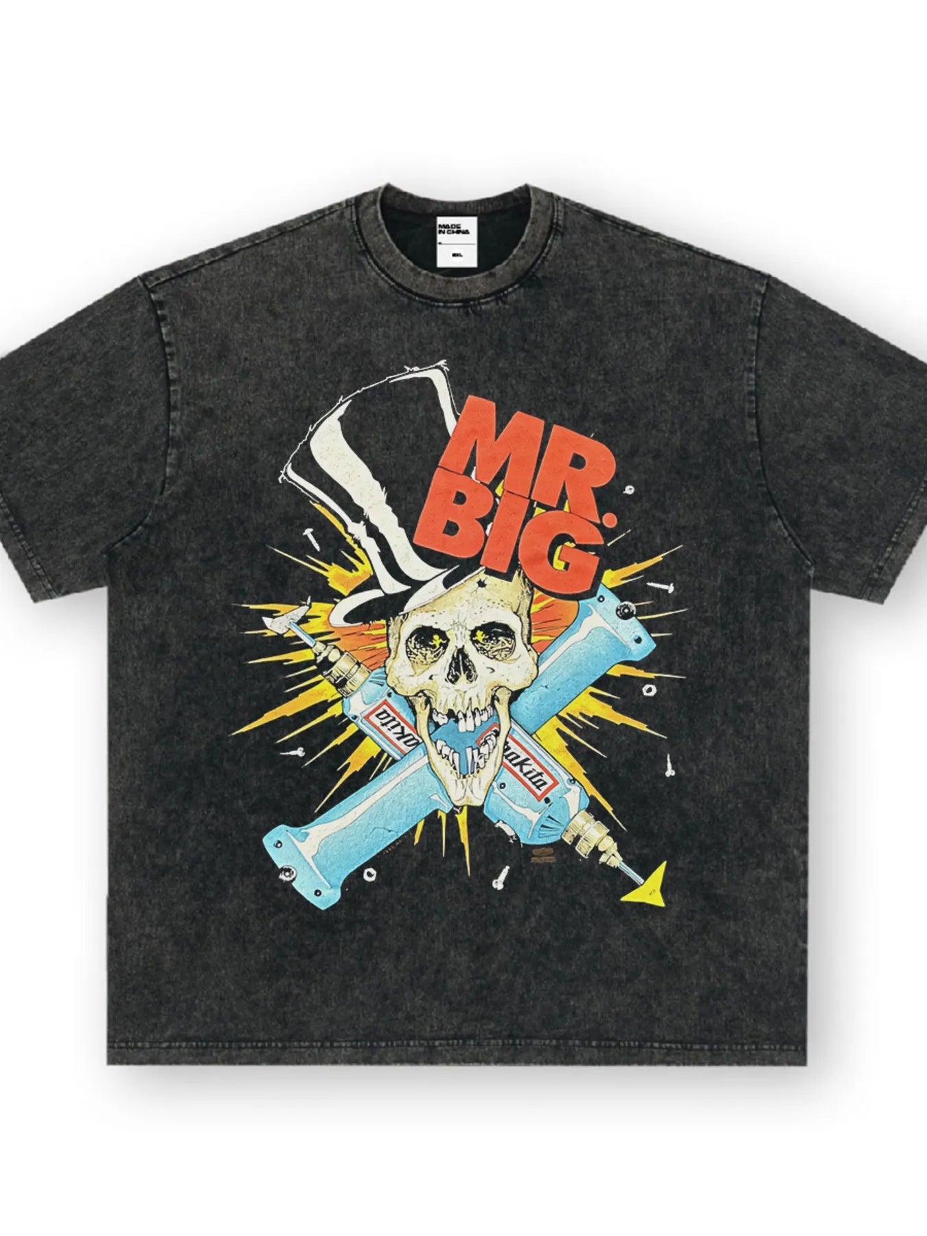 Men's Mr. Big Skull Graphic Vintage Wash T-Shirt - cas7m