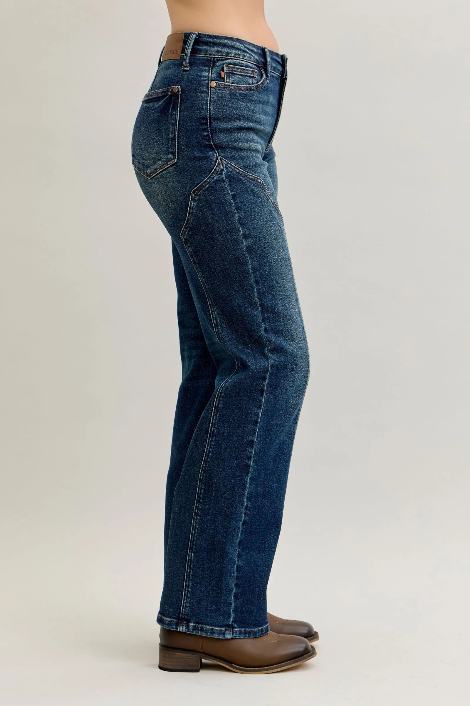 Judy Blue Full Size Seam Detail Straight Leg Jeans Plus Size - cas7m