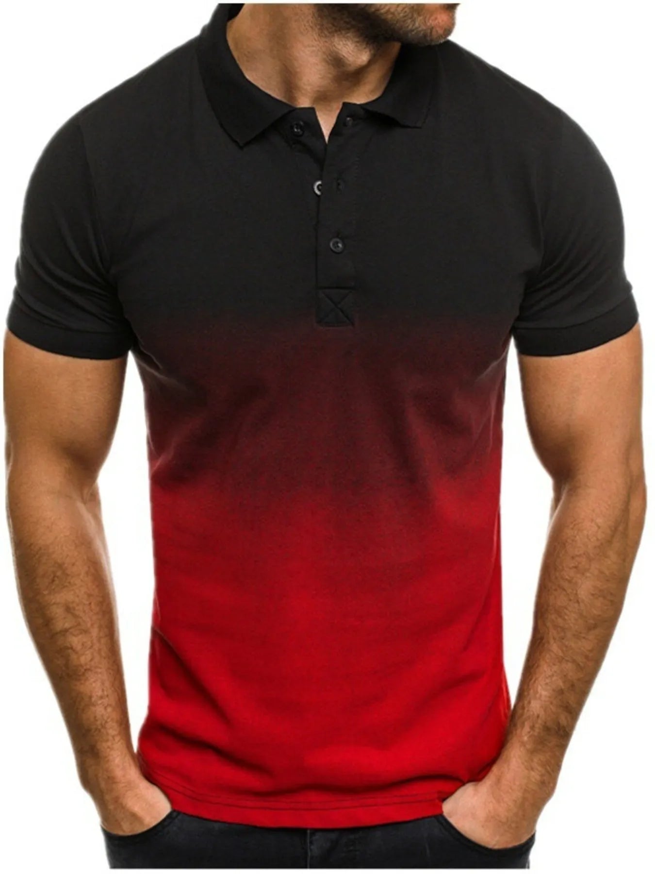 Men's Full Size Gradient Short Sleeve Polo Plus Size - cas7m