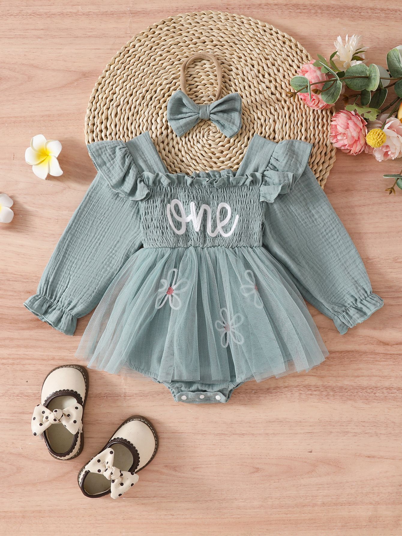Girls Birthday Romper Short Crawling Outfit Or Dress - cas7m