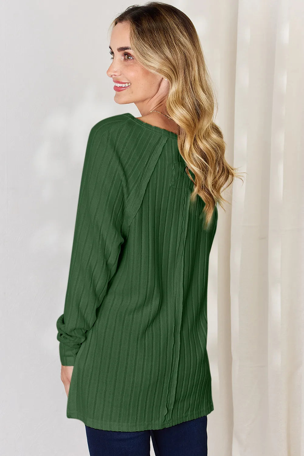Ribbed Basic Stretch Top – Versatile & Comfy Poly Blend - cas7m