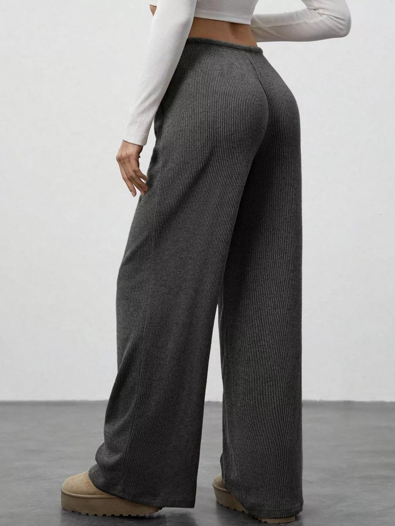 Relaxed Fit Wide Leg Pants - cas7m