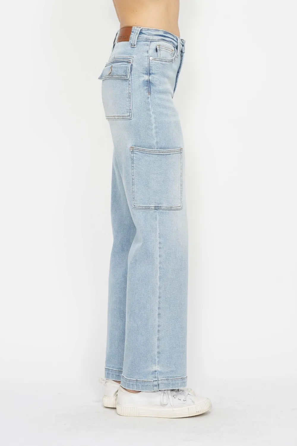 High Waist Cargo Pocket Jeans – Stylish Utility Fit - cas7m