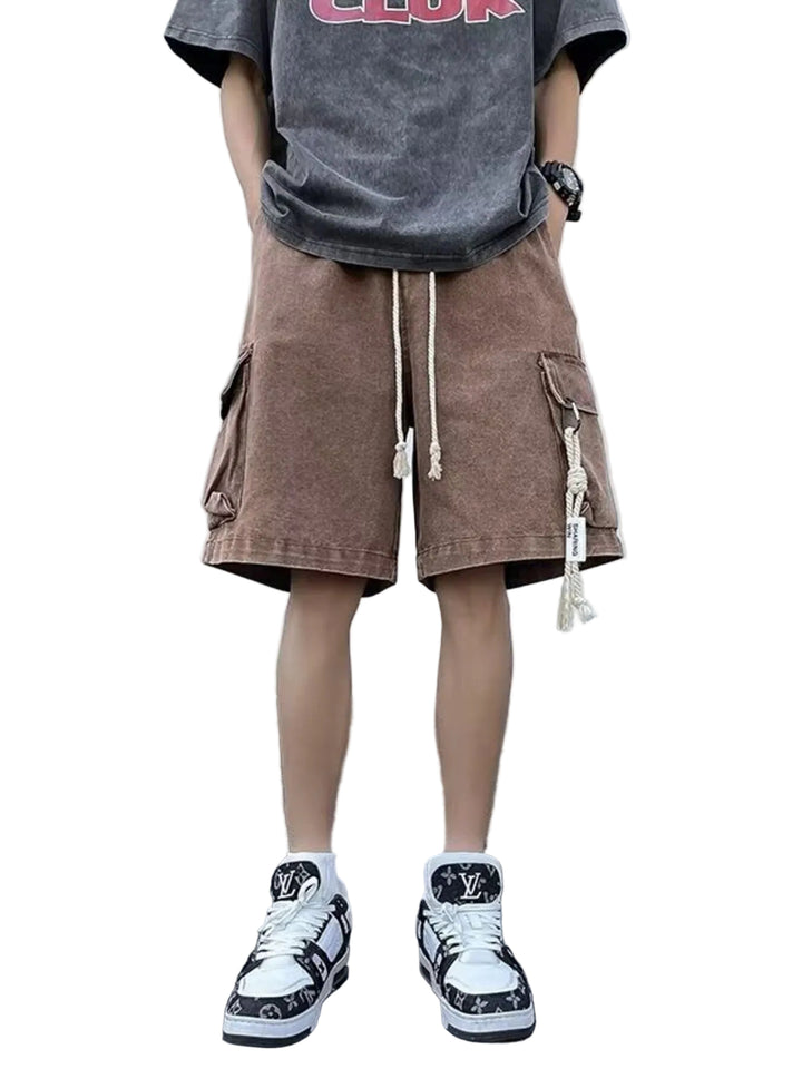 Men's Plus Size Vintage Wash Cargo Demin Shorts - cas7m