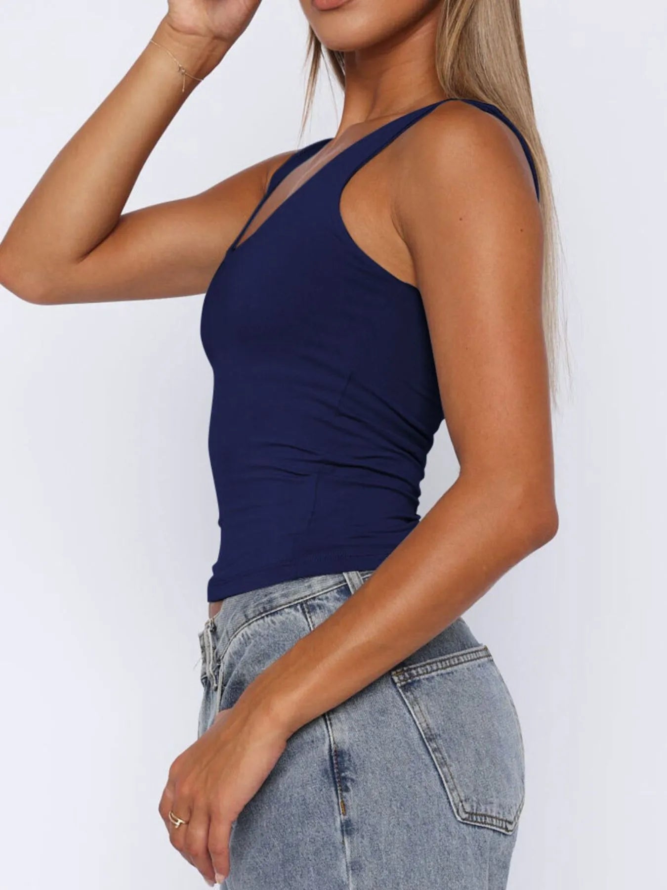 Square Neck Wide Strap Tank - cas7m