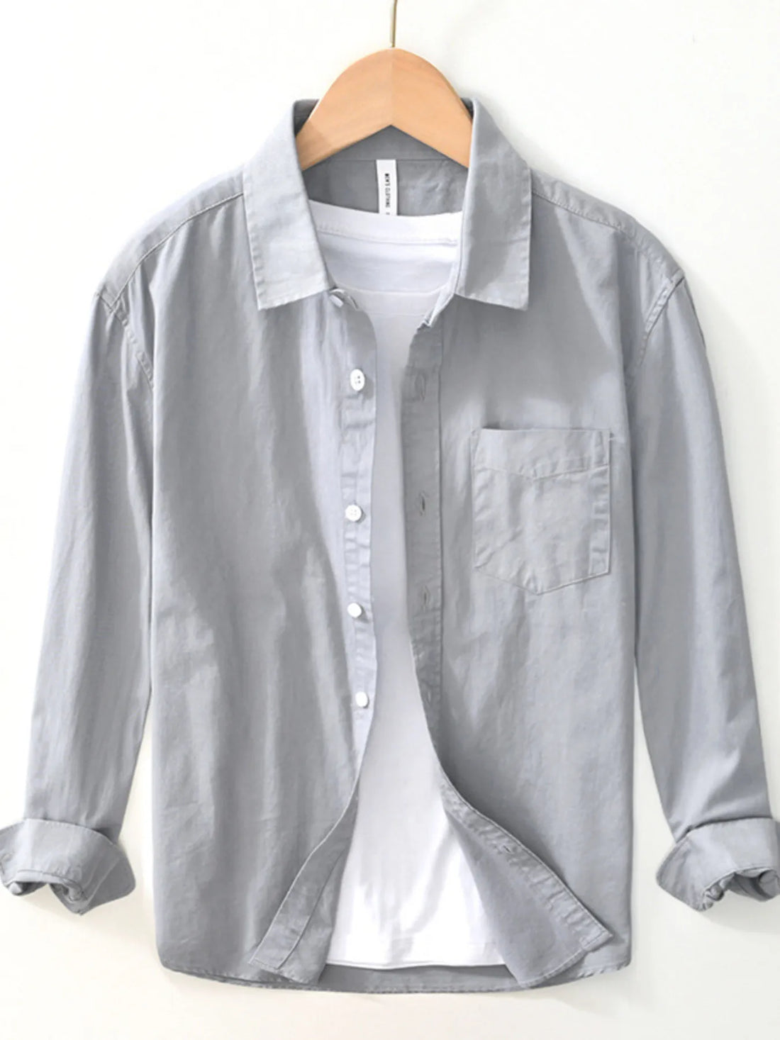 Men's Plus Size Button Up Long Sleeve Shirt - cas7m