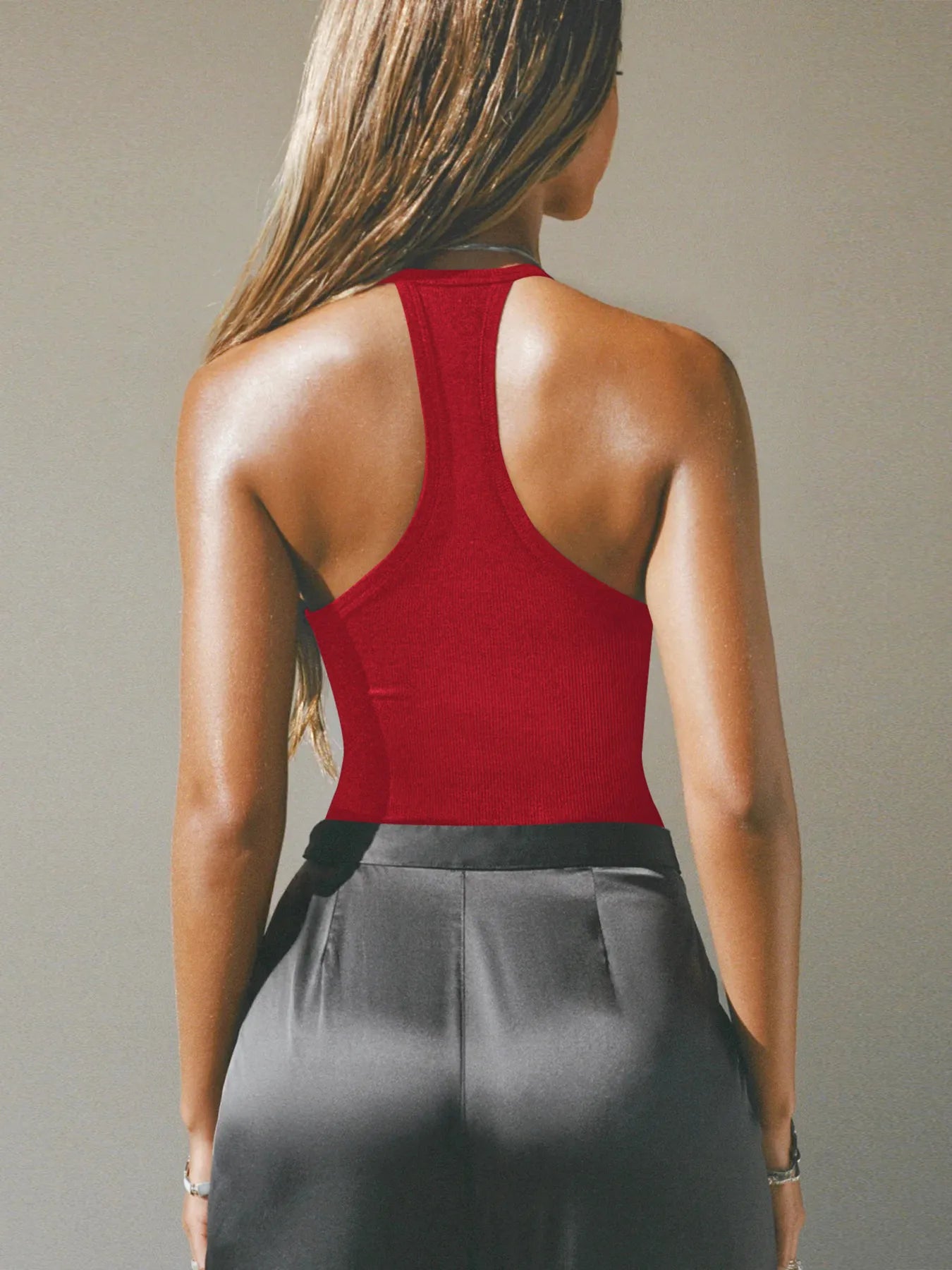 Cutout Ribbed Tank Top - cas7m