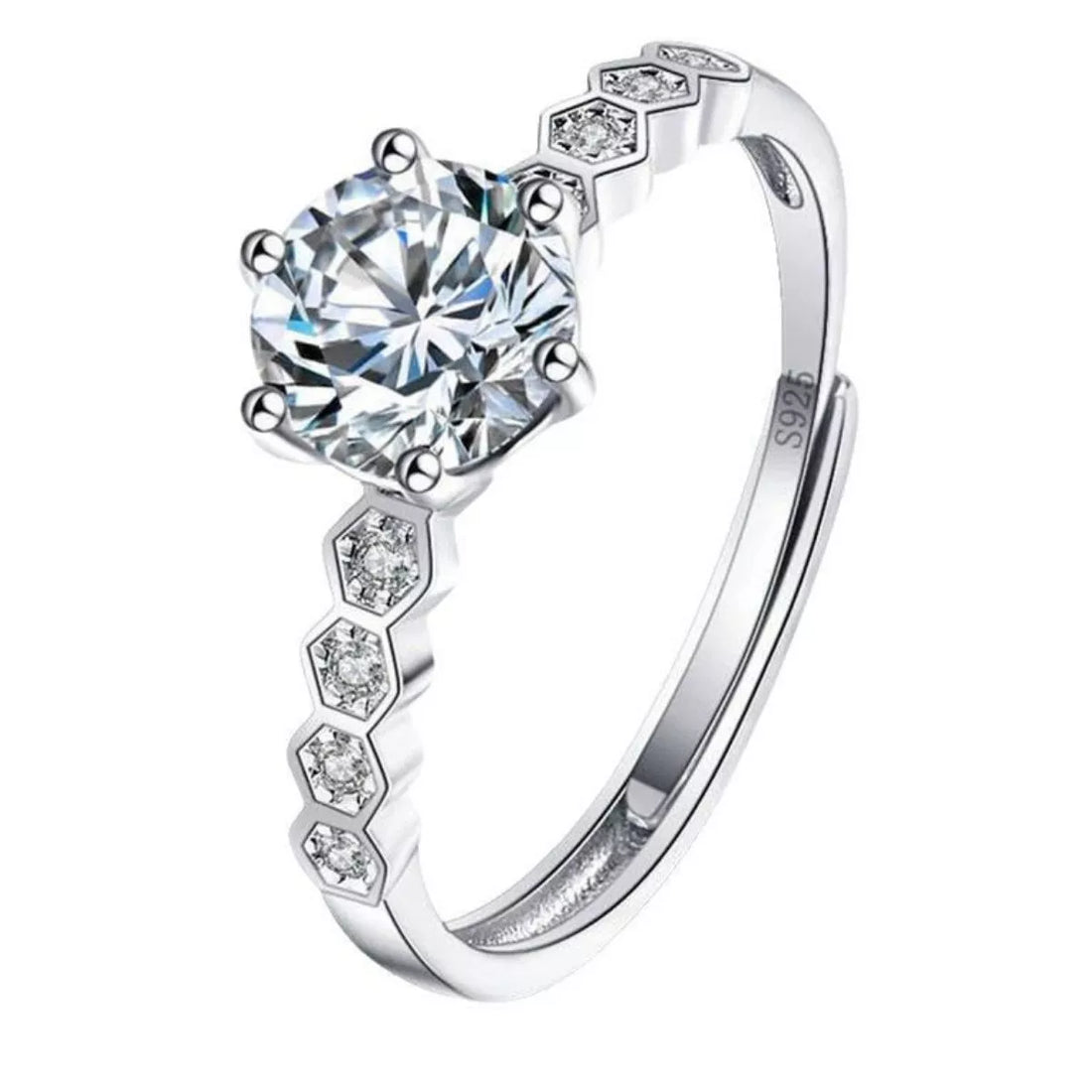 Brilliant 1ct Moissanite Solitaire Ring in 925 Sterling Silver - cas7m