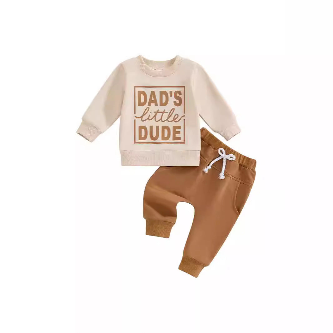 Children's Printing Letter Pullover Sweatshirt Suit - cas7m